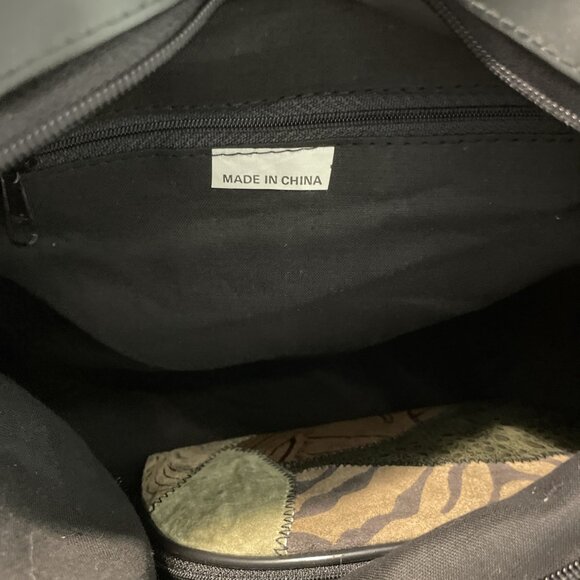 VTG Michael Stevens Leather Patchwork Shoulder Bag w/ Matching Makeup Bag NEW - Picture 13 of 16